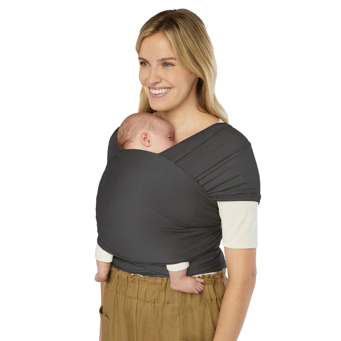 Ergobaby Sustainable Knit Aura Baby Carrier Wrap for Newborn to Toddler (8-25 Pounds) Soft Black