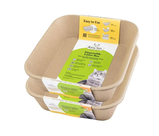 Kitty Sift (6-Pack) Disposable Cat Litter Box Sustainable Clean - Jumbo 6-Pack